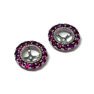 ♥️STERLING♥️Silver Rhodium Created Ruby Halo Earring Jackets:  July Birthstone